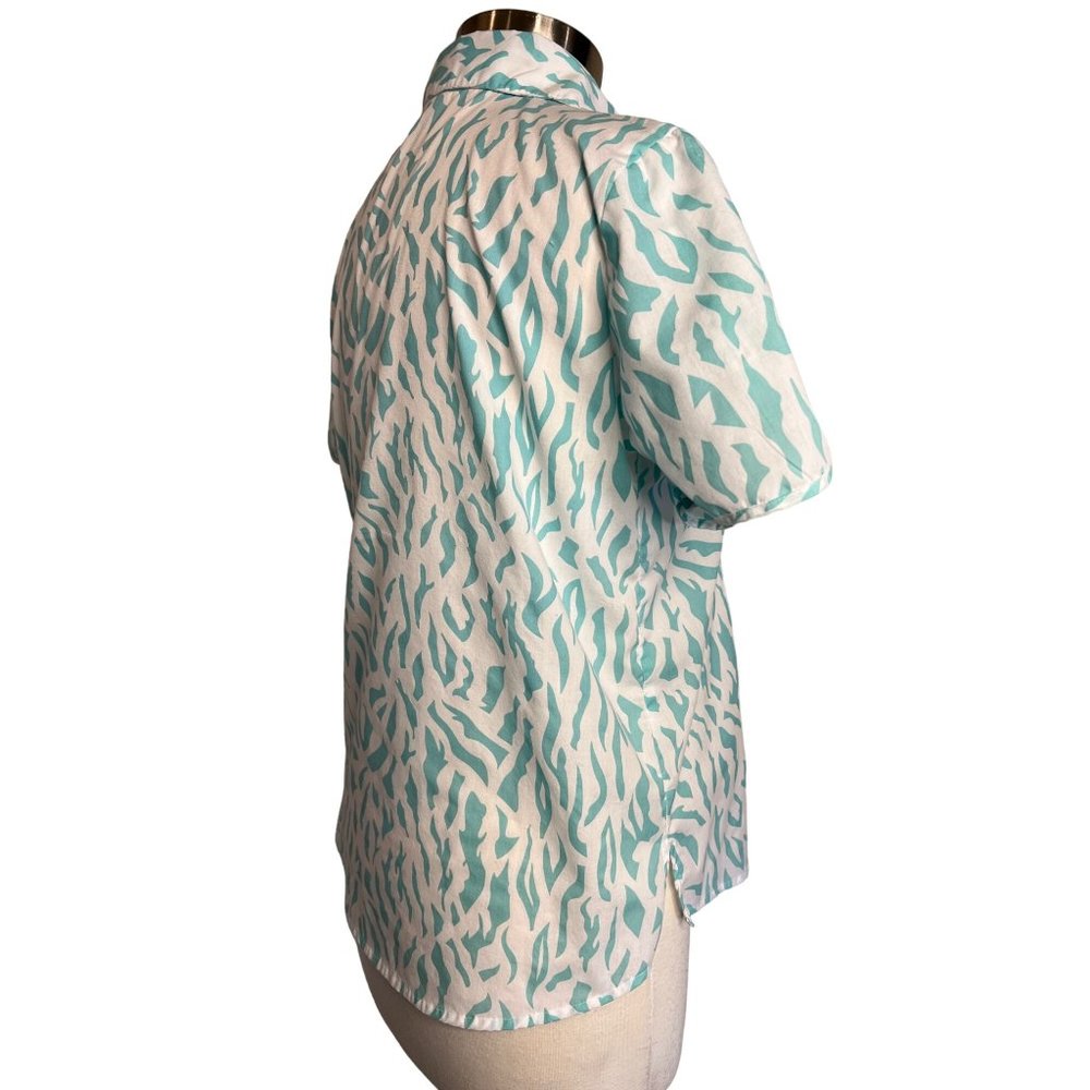 American Sweetheart by Adrian Delafield Blouse M Short sleeve button up animal p - Picture 8 of 14